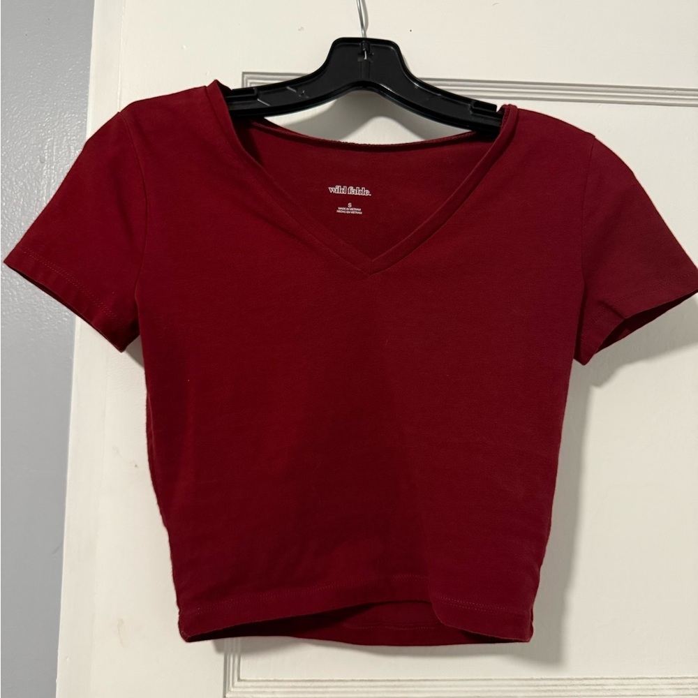 Wild Fable Red Crop Fitted T-Shirt